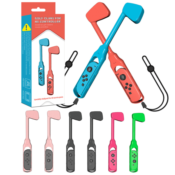 2st/ set Bärbara avtagbara klubbor för golf Super Rush Kompatibel med Switch Joypad Gaming Handgrepp Tillbehör Pink