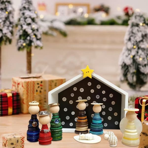 Julkrubba Pyssel Knappsatser DIY Knapp Julgransprydnadssatser