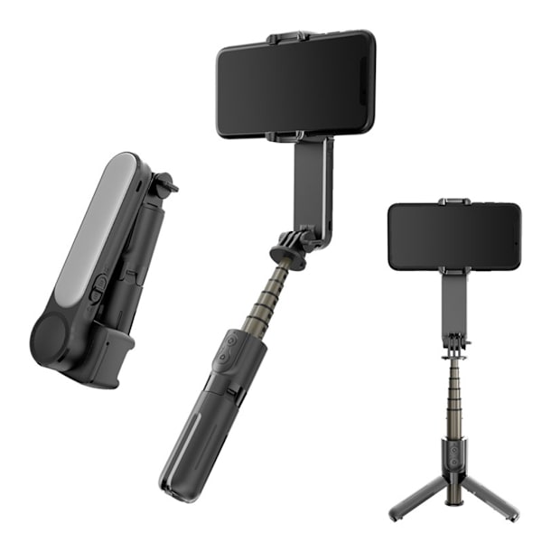 Bærbar kardanstabilisator til smartphone med udtrækkelig telefon selfie stick og stativ, fjernbetjent 360° automatisk rotation
