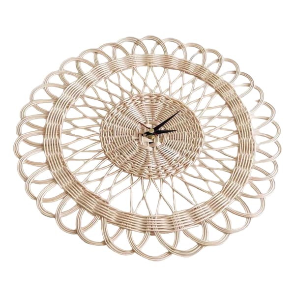 Pyöreä Willow Rattan ripustuskello Kotitalouden seinäkello Retro seinäkello seinälle