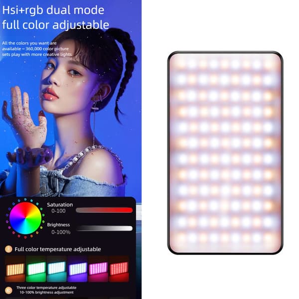 Modificerbart farvevideolys 84 LED-perler Cold Shoe Link Konsistent DSLR Mobile enheder