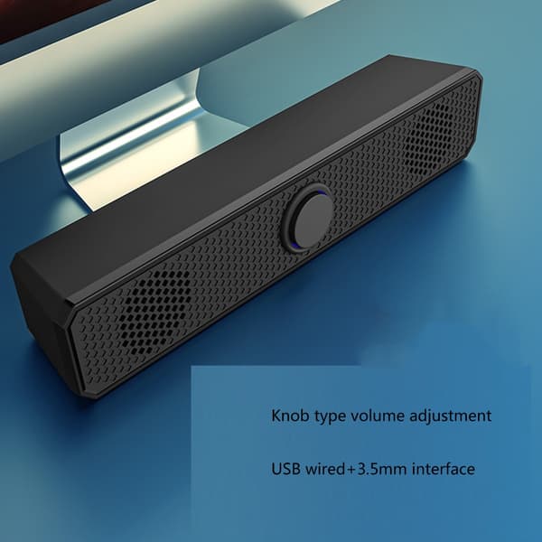 Mini Soundbar til PC Desktop Computer Bærbare Computere Sort