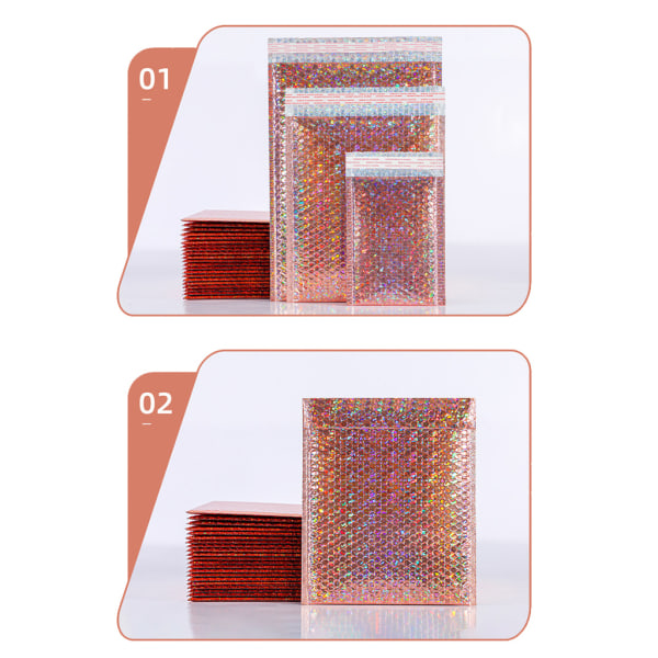 25 ST hologram bubbelposter Vadderade kuvert 4 storlekar försändelse Stötsäker försändelse Vattentät självförseglande förpackningspåse null - B