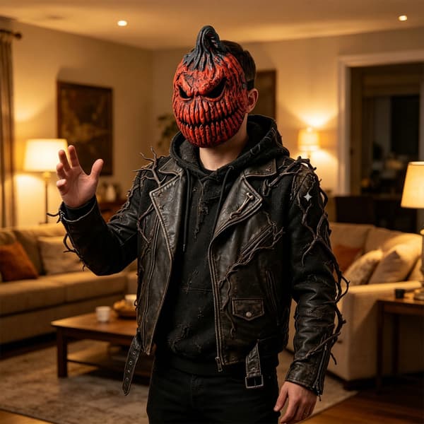 Venlig PU Græskarhovedmaske Perfekt til Cosplay og Temafester