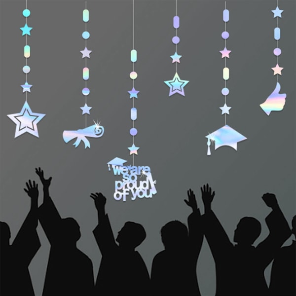 1 sæt Graduation Papir Bannere Tillykke Fest Dekorationer Stjerneophæng Ornament 5
