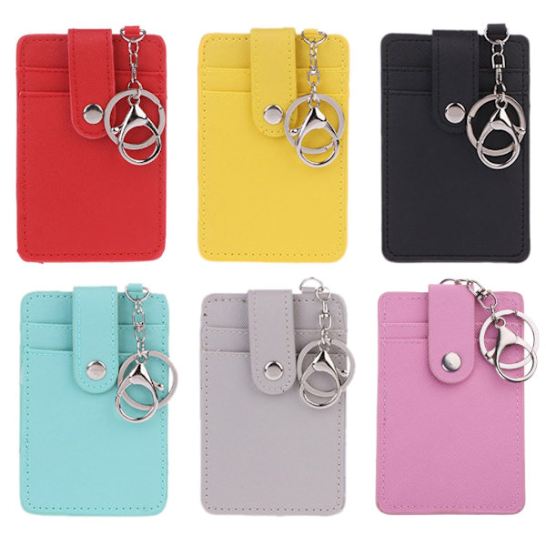 Bärbar ID-korthållare Busskort Cover för Case Office Work Nyckelring Nyckelring Till Pink