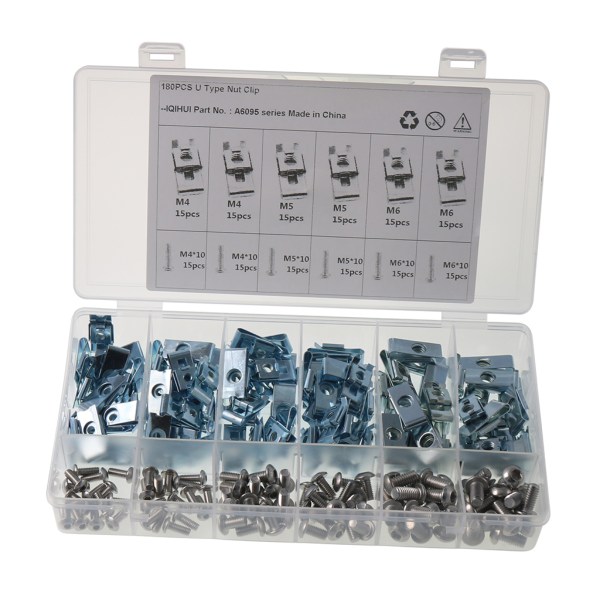 M4 M5 M6 Speed ​​​​U Muttrar Fästelement Mutter Clips Assorted Kit Zink Car Cap Delar