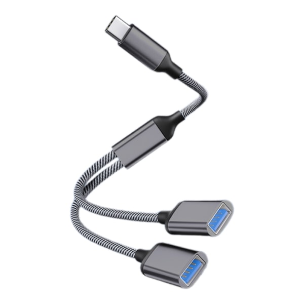 USB splitterkabel, type C hann til 2 hunner skjøteledningskontakt, USB-port Hub Data & Lader Power Split Adapter