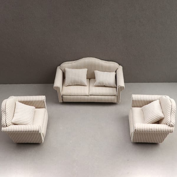 Dukkehus Tilbehør Mini Sofasæt 3 Dele til Realistisk Indretning