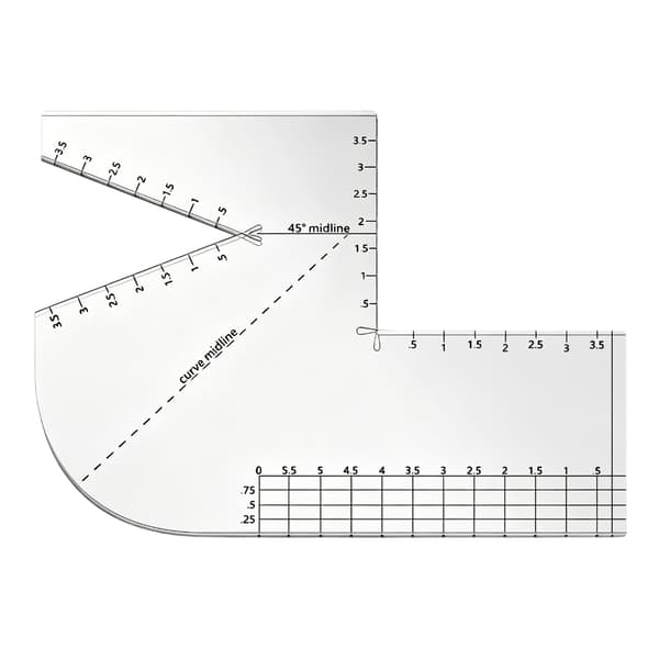 Multifunktionel Ergonomisk Buet Patchwork Skabelon Lineal med Skalamarkering