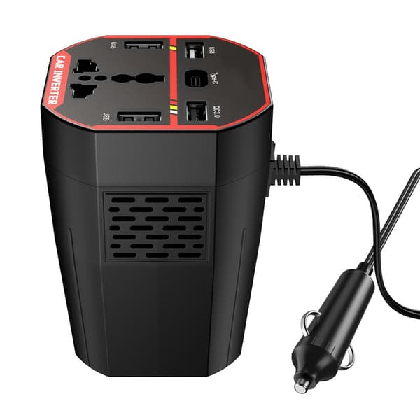 200W Bilstrømomformer, DC12V 24V til 220V Bilpropadapter LED-display