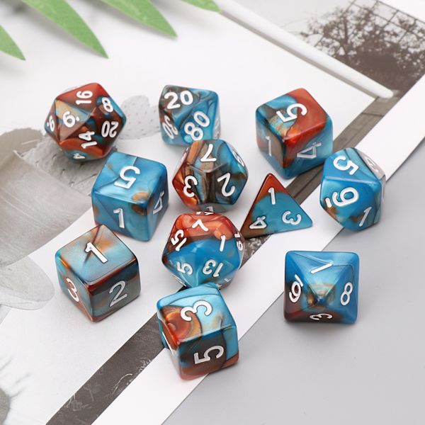 11 st D4 D6 D8 D10 D12 D20-sidiga tärningar för RPG DND D&D-set Blue-green