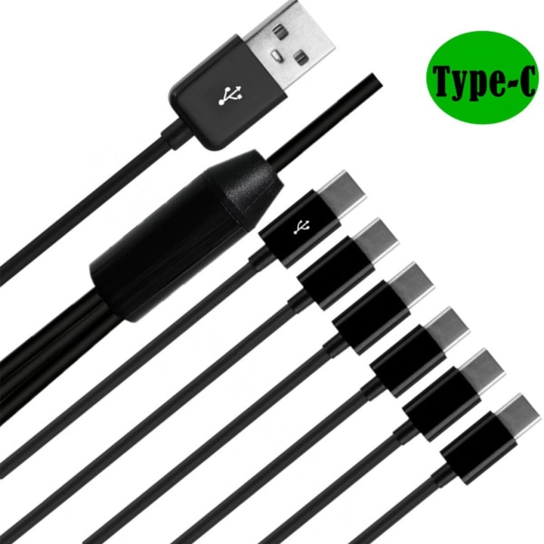 USB2.0 Typ A Hane till 6 Typ-C UsbC Hane Y Splitter Datasynkronisering och laddningskontakt Adapterkabel 0,5m/1,5m 1.5m