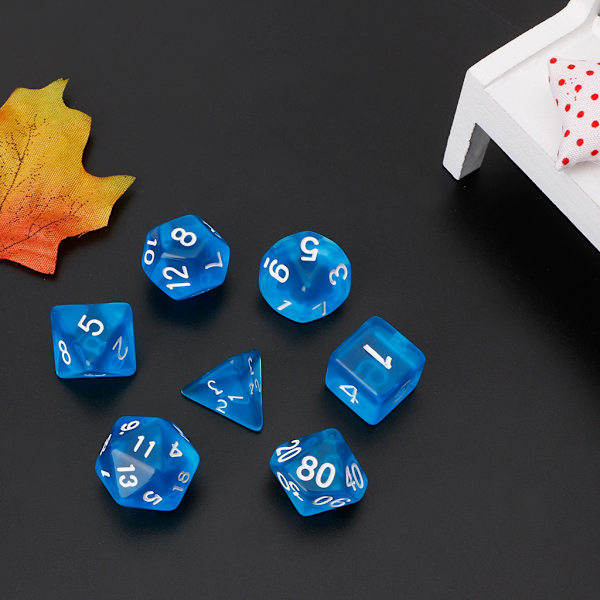 7 st transparent polyhedral tärningsspel för Dragon Pathfinder D20 D12 2xD10 D8 D6 D4 Pink
