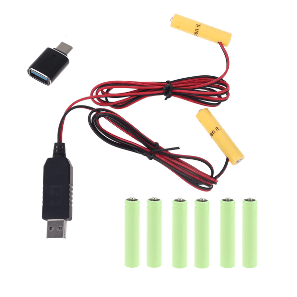 Dubbel AAA Batteri Eliminator USB Typ C Adapter Byt ut 1,5V 3V 4,5V 6V AAA 2AAA 3AAA 4AAA Batteri för elektriska leksaker fläkt null - D