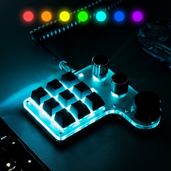 Programmering Macro Tangentbord RGB Custom Knob Tangentbord 12/15 Tangenter 3-knappar 2/3 lägen Gaming Mini Tangentbord Kopiera Klistra in Hotswap Black - 3