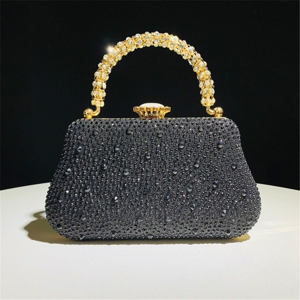 Rhinestone Bag Elegant Banketter Bryllup Clutch Lady Purse Handbag Black