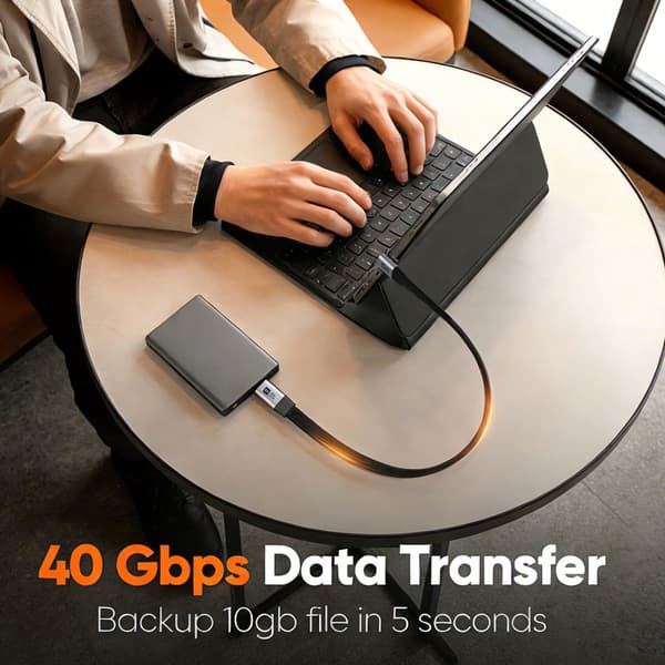 Forlengelseskabel 240W Hurtiglading USB C-kabel 80 Gbps dataoverføring støtter