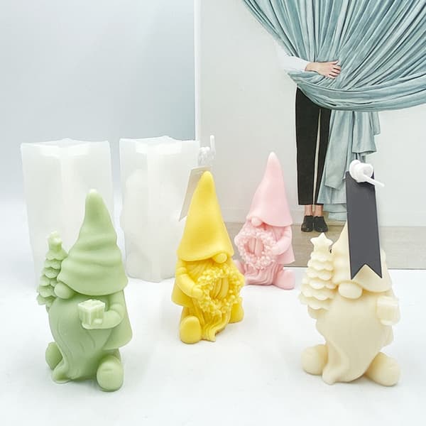 2x/Set 3D Tomtar Silikonform Julformar Jultomte Doftljusformar