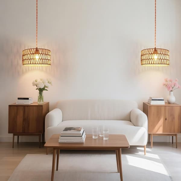 E27 Gränssnitt Vävd Lampskärm Eleganta Dekorativa Belysningstillbehör