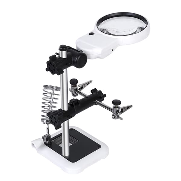LED-lys Hjælpende Hænder Forstørrelsesglas Loddestation 3.5X 5.25X Belyst Stand