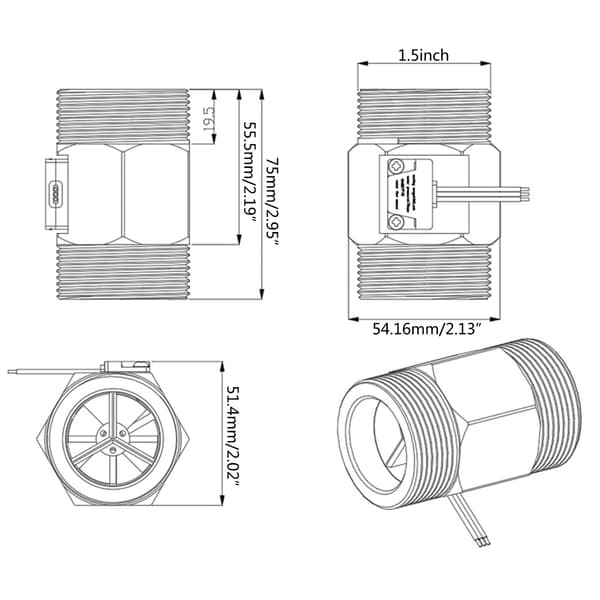 Hall Effect Flow Sensor Turbine Flowmeter 5-150L/Min DN40 Væskemåler Tæller