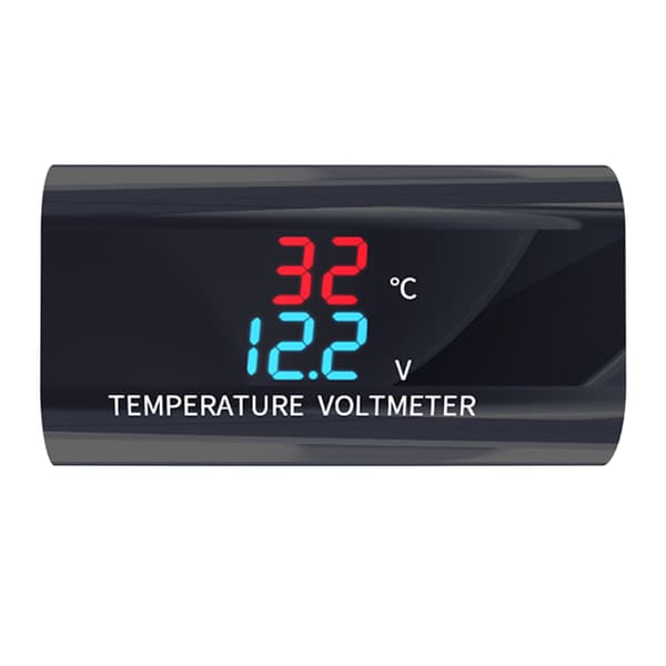 Motorsykkel Voltmeter DC 12V Termometer Digital Voltmeter Måler Temp Måler M