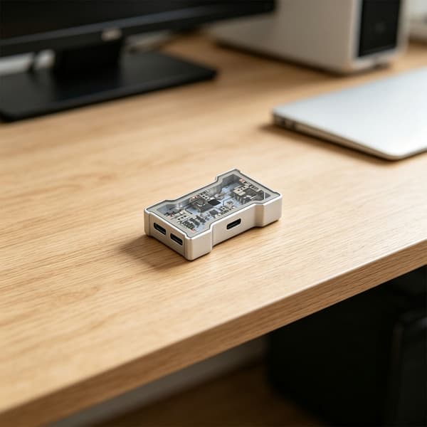 USB C-huber i metall med LED-lys, hurtiglading og datasynkronisering