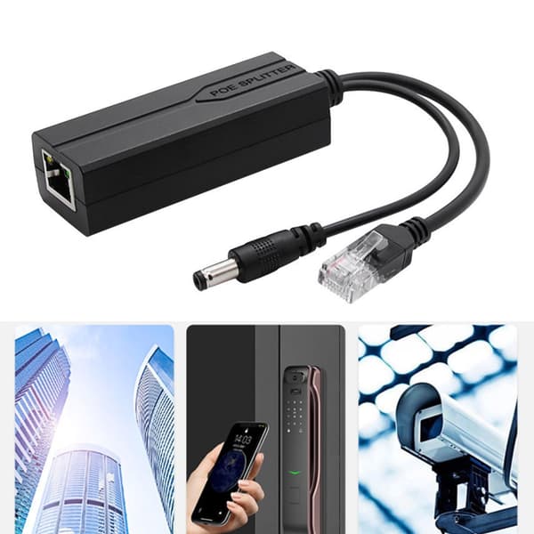 48V til 12V DC5.5x2.1mm POE Splitter Strømadapter til Netværksenhed