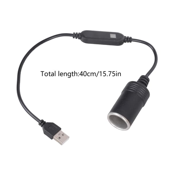 12W USB A han til 12V hun bil cigarettænder strømadapterkabel