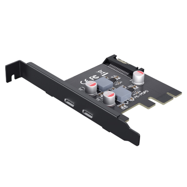 PCI för Express x1/x4/x8/x16 till Dual Port Type C Dataöverföring PD 20W Snabbladdning USB-C Controller PCI-E Typ C Tillägg