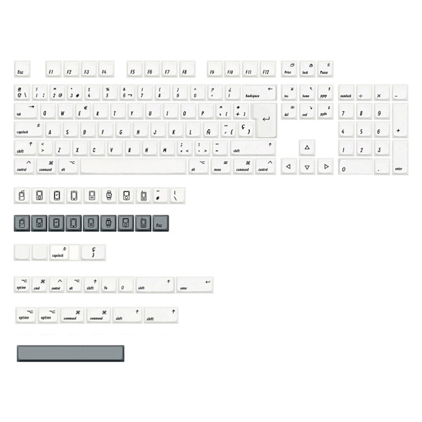 XDA Profile PBT Keycaps 144 Taster/Sett For MAC-ISO Cherry MX-Switches Hvit Keycap For Mekanisk Tastatur DIY erstatning