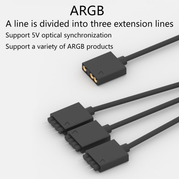 1 till 3 RGB Splitter ARGB 5V 3Pin förlängningskabeladapter 30cmLED-belysning för PC Strip Sync-kabel