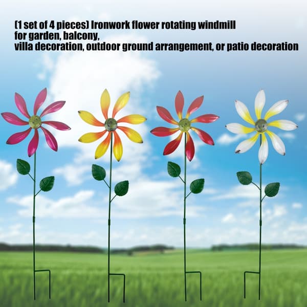 Vindmølle Roterende Blomst Vindspinner Stake Stående Plen Blomster Vindhjul