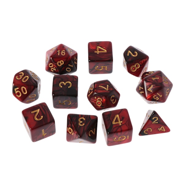 11-sidiga tärningar D4 D6 D8 D10 D12 D20 för RPG DND D&D-set Green gold
