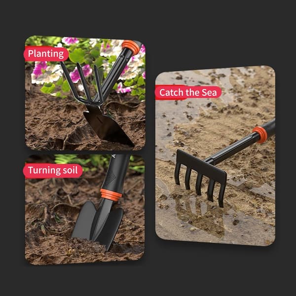 Hagespade-sett i karbonstål, multifunksjonelt graveredskap