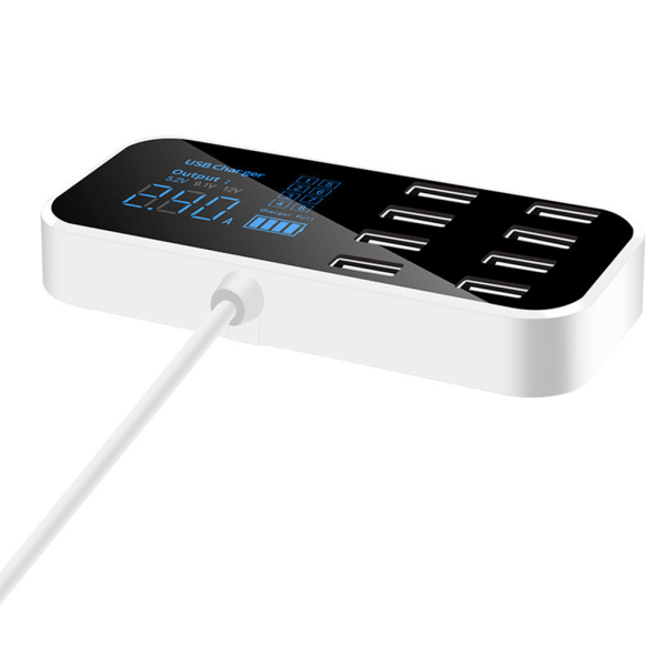 8-portar USB billaddare Quick Mini Snabbladdning för mobiltelefoner surfplattor Laddaradapter i bil med LCD-skärm