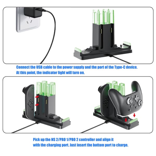 Desktop Game Controller Organiser Dock Opladningsstation til konsoller NS1 NS2