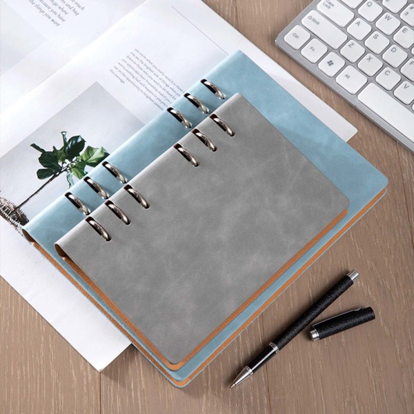 Praktisk 6 ringpärm Planner Notebook A5 påfyllningsbar lösblad rund ringjournal anteckningsblock med 100 ark fodrat papper Brown