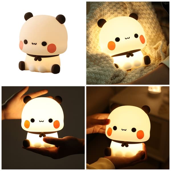 Genopladelig Silikone Panda Natlampe med Tryksensoraktivering for Blød Belysning