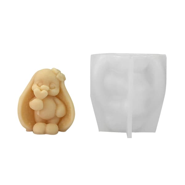 3D Kaniner Silikoneform Håndlavede Lysforme Gipsforme Kagedekoration