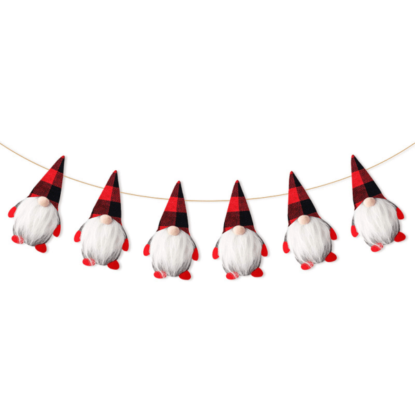 Merry Christmas Gnomes Garland för Banner Pläd Gnome Hängande Flaggor Holiday Party Dekorationer Xmas Ornaments null - 3