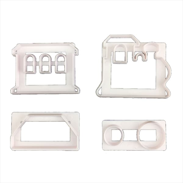 Set med 4 kakformar, kexformar, fondantformar, silikonmaterial