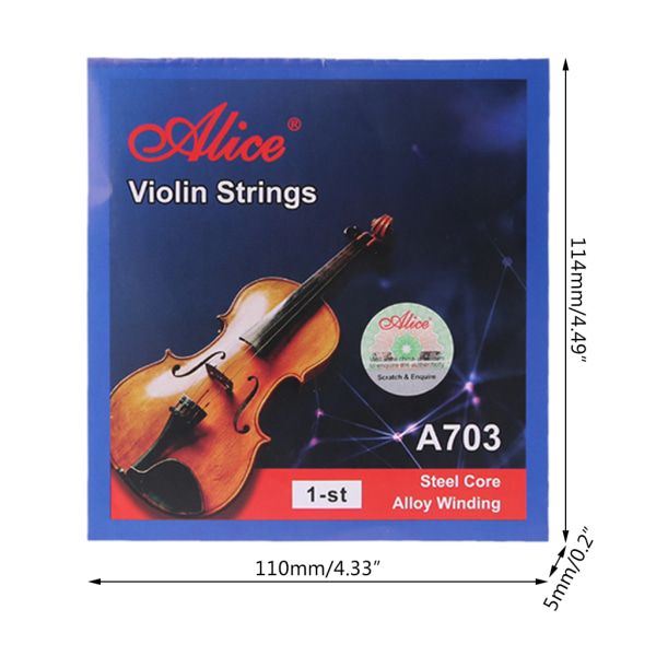 Alice A703-1 E violinsträng för storlek 1/8 1/4 1/2 3/4 4/4 Red