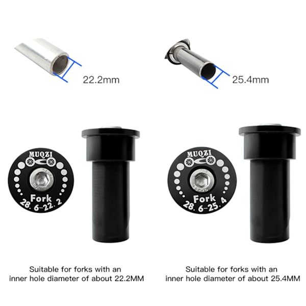 Sammenleggbar sykkelgaffeladapter 22,2/25,4 mm til 28,6 mm rørrammeforhøyer 22.2