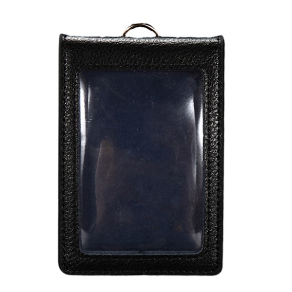 Læder ID'er Badge Holder Arbejdskort Sleeve Clear Window Card Protector Pouch Black