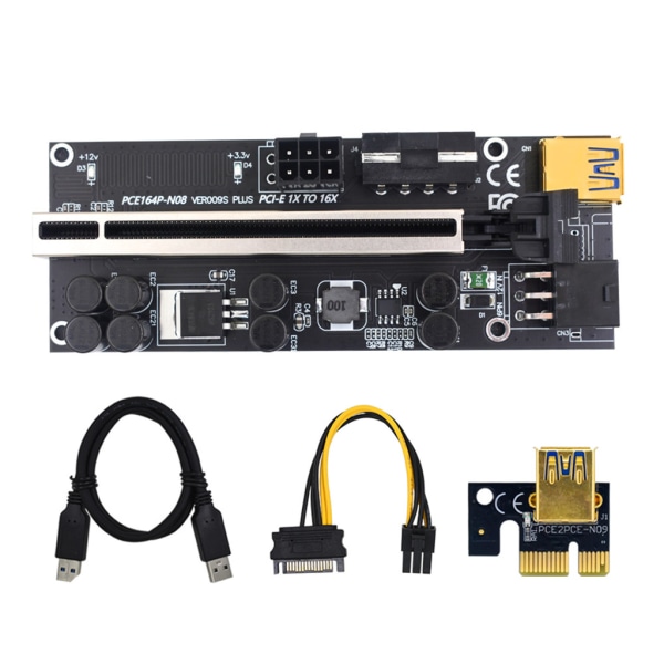 PCI-E Riser Board 1X till 16X GPU Extender Riser Card USB 3.0 GPU Adapter 6pin