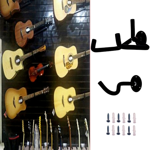 Väggmonterad gitarrhållare för elgitarr, ukulele, mandolin, väggmonterad, horisontell
