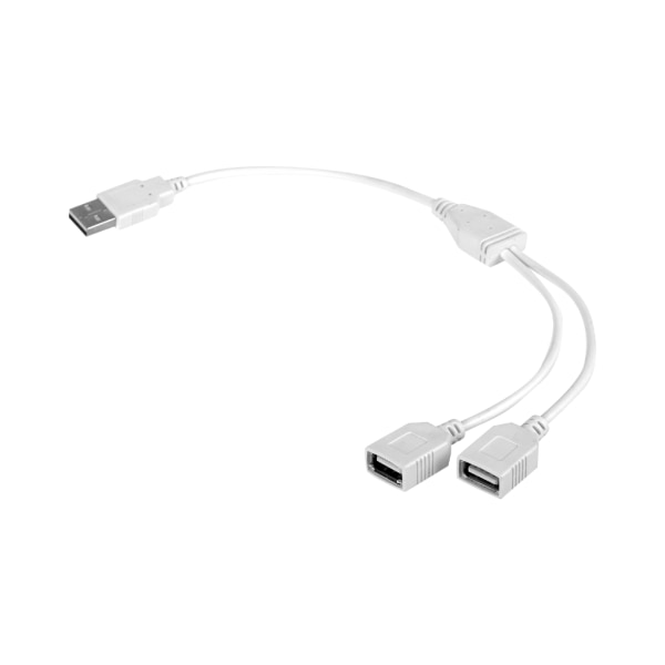 USB -kabel Bekväm USB förlängningssladd USB Y-delarkabel USB hane till 2 USB hondelare Power White