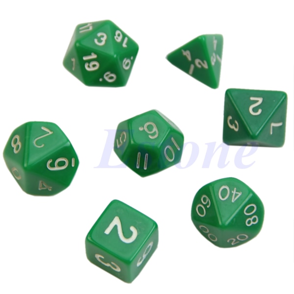 7 stk. sortsidet terning D4 D6 D8 D10 D12 D20 RPG Poly Dice-spil Blue